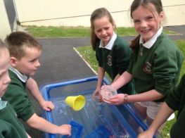 Mrs Bradshaws class measuring with Water.